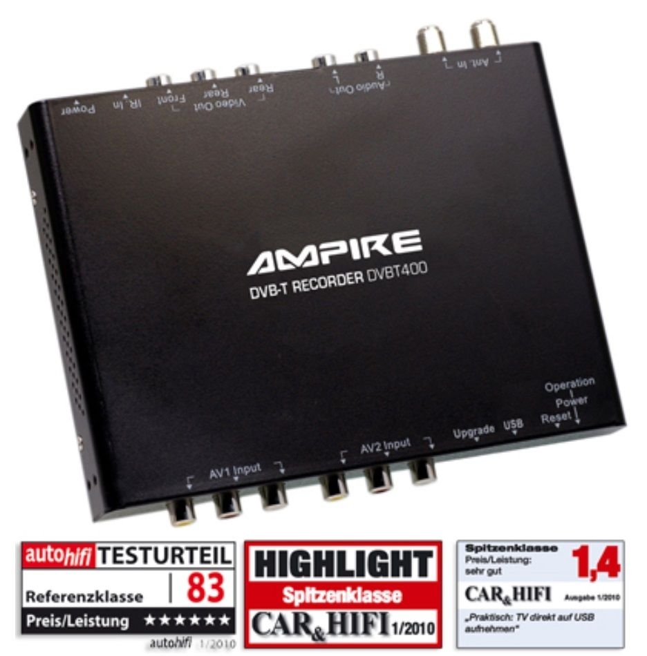Ampire DVBT400 NEU DVB-T Empfnger mit USB-Anschluss-Aufnahme unter Car Hifi & Navigation  >  Zubehr Adapter  >  DVB-T Tuner  >  DVB-T Antennen