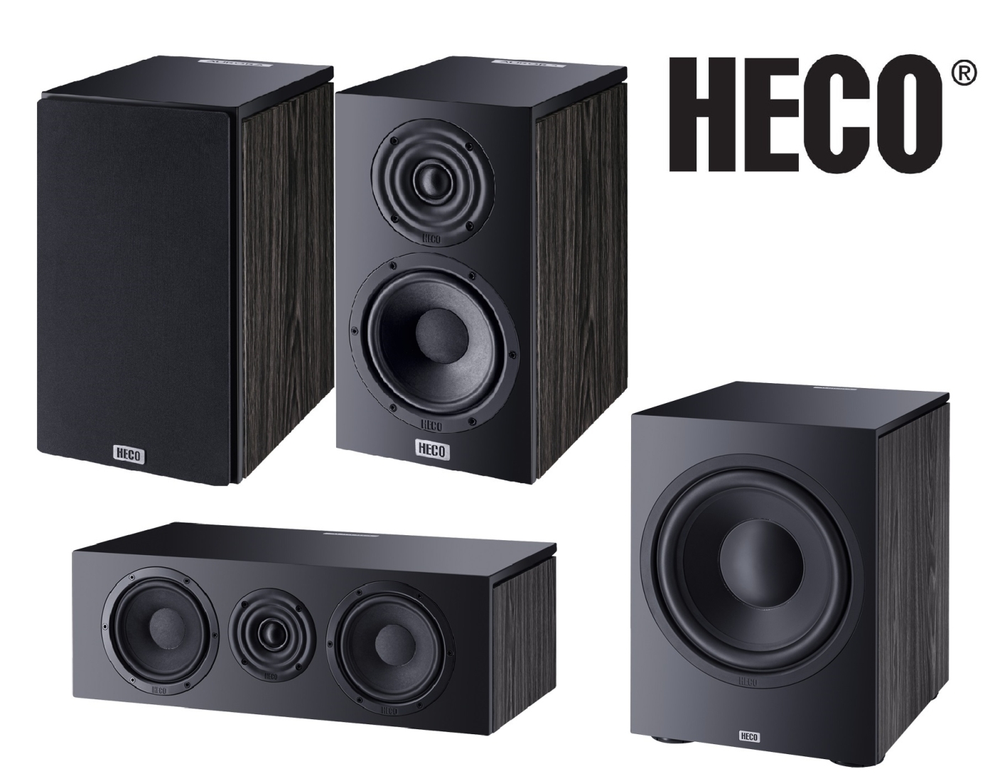 Heco Aurora 3-1-Kanal-Lautsprecher-Set- Schwarz Aurora 200 + Center + Subwoofer unter Lautsprecher  >  Heimkinolautsprechersysteme