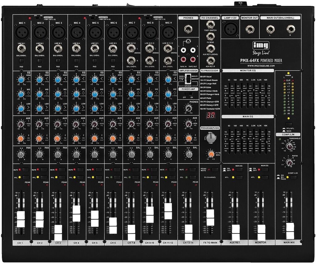IMG Stageline PMX-64FX Mixer mit Digital-Verstrker und DSP-Effekteinheit UVP: 999- EUR
