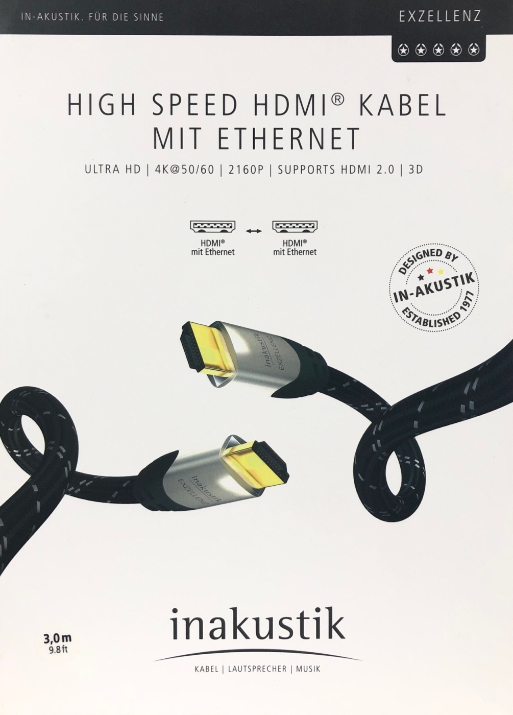 Inakustik Exzellenz High-Speed HDMI-Kabel mit Ethernet 3-0 m unter Kabel, Mbel & Zubehr  >  HDMI-Kabel & Zubehr  >  HDMI Kabel