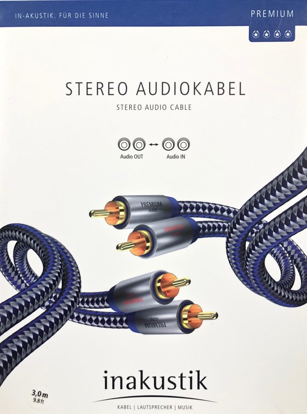 Inakustik Premium Audio-Cinchkabel RCA-Stereo 3-0 m vergoldet