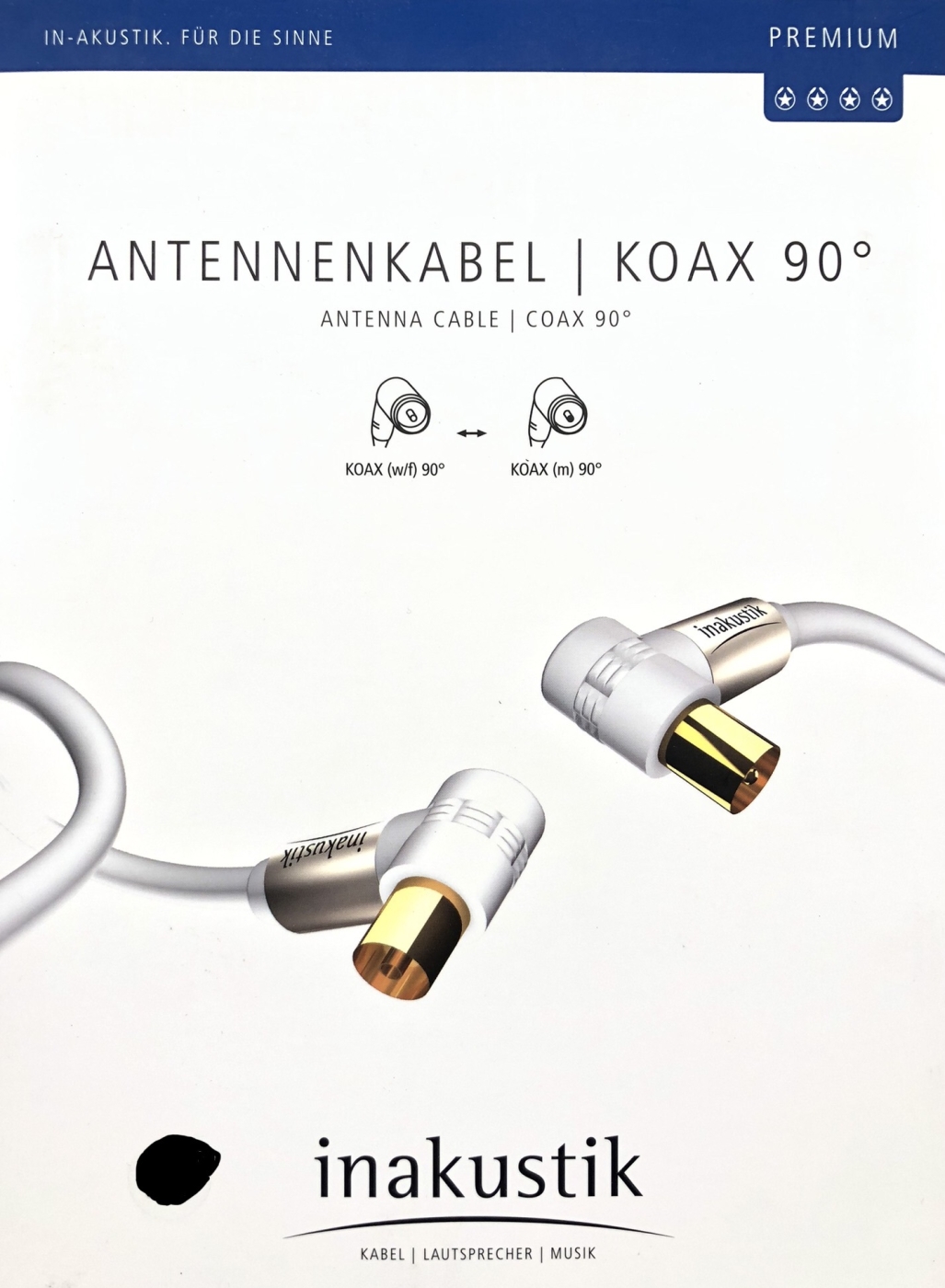 Inakustik Premium HDTV Antennenkabel 100dB mit 90- Koax-Stecker