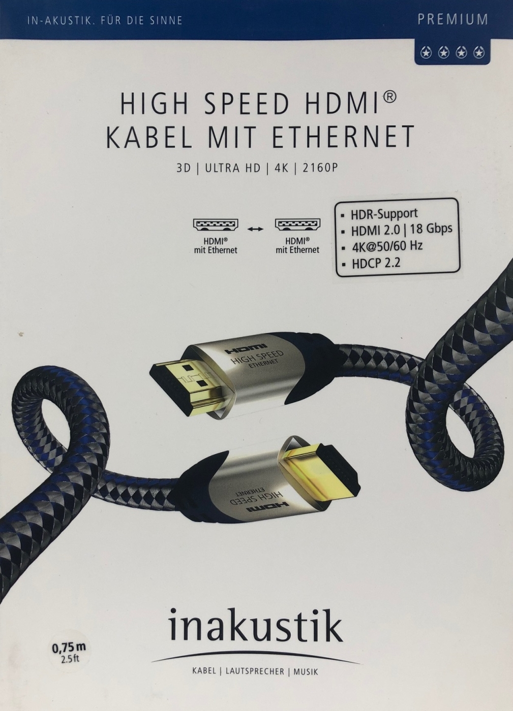Inakustik Premium High Speed HDMI-Kabel 0-75 m mit Ethernet unter Kabel, Mbel & Zubehr  >  HDMI-Kabel & Zubehr  >  HDMI Kabel
