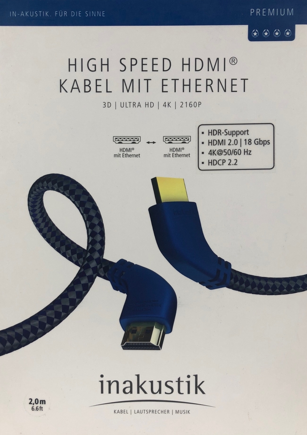 Inakustik Premium High Speed HDMI Kabel mit Ethernet 2-0 m unter Kabel, Mbel & Zubehr  >  HDMI-Kabel & Zubehr  >  HDMI Kabel