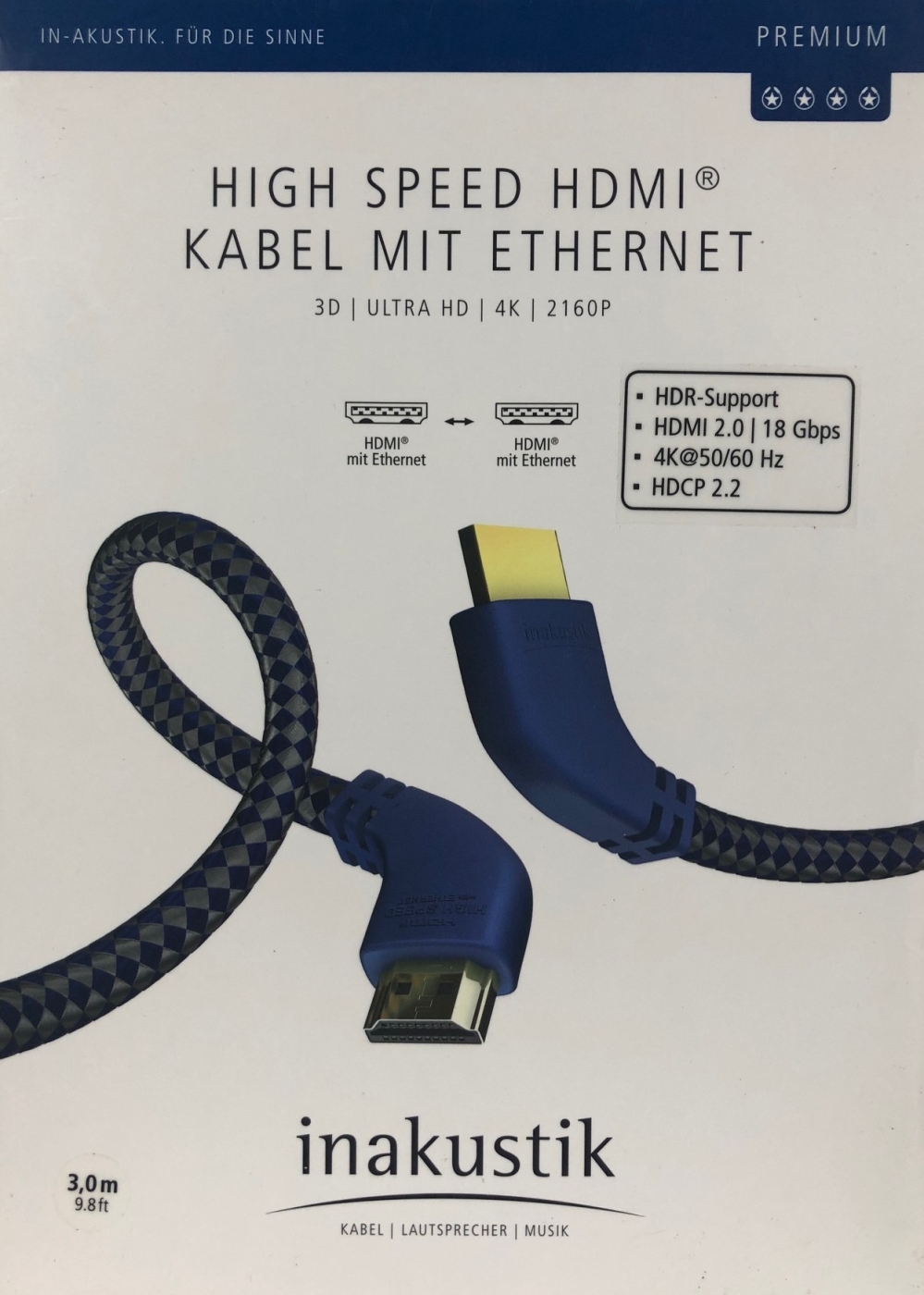 Inakustik Premium High-Speed HDMI-Kabel mit Ethernet 3-0 m