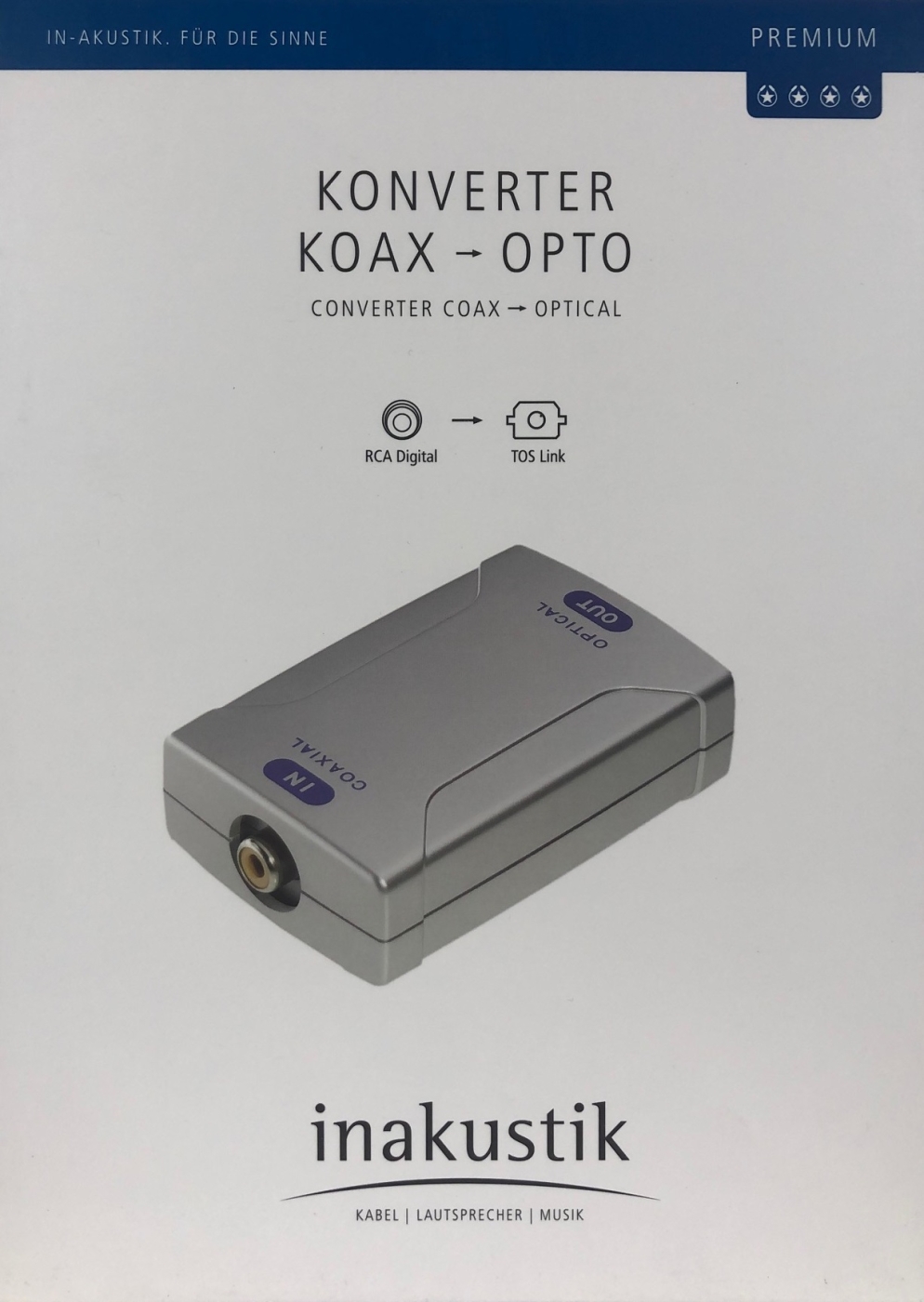 Inakustik Premium Konverter Koax - Toslink- 230V AC unter Kabel, Mbel & Zubehr  >  Audiokabel & Zubehr  >  Stecker & Adapter