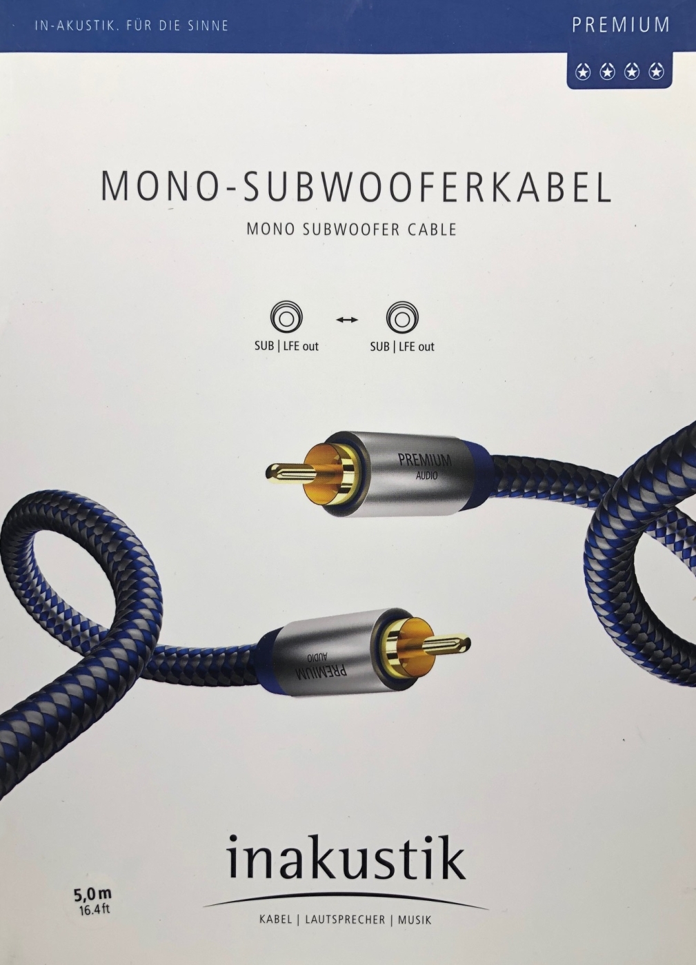 Inakustik Premium Mono-Subwooferkabel 5-0 m unter Kabel, Mbel & Zubehr  >  Audiokabel & Zubehr  >  Subwoofer-Kabel