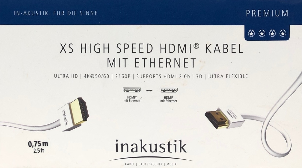 Inakustik Premium XS High-Speed HDMI Kabel mit Ethernet- 0-75 m unter Kabel, Mbel & Zubehr  >  HDMI-Kabel & Zubehr  >  HDMI Kabel