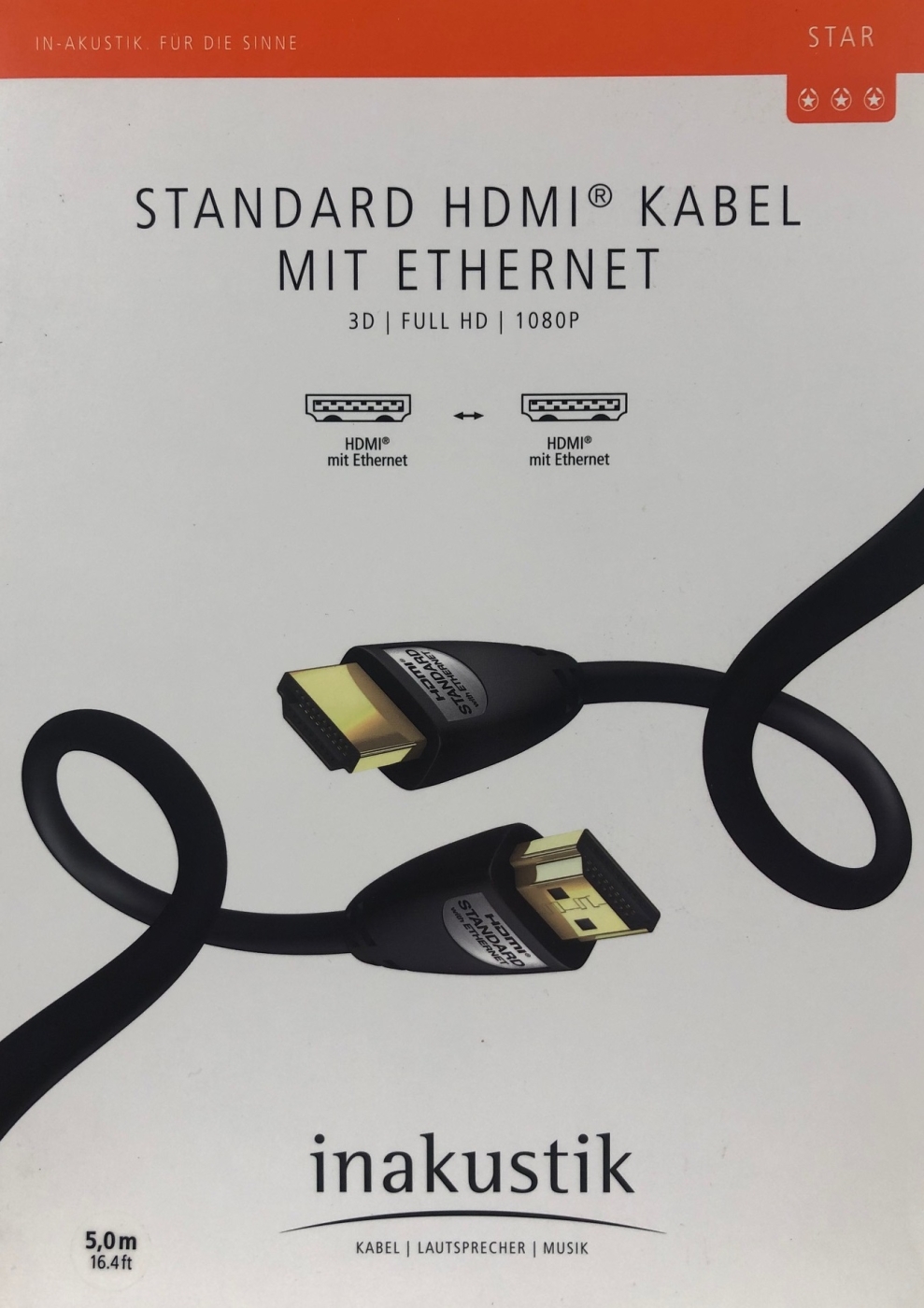 Inakustik Star High-Speed HDMI Kabel 5-0 m mit Ethernet unter Kabel, Mbel & Zubehr  >  HDMI-Kabel & Zubehr  >  HDMI Kabel