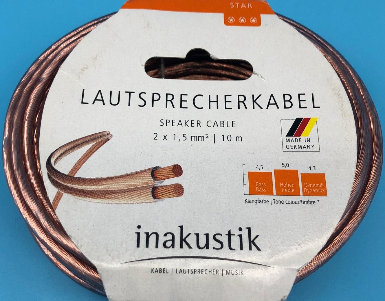 Inakustik Star Serie- 2x1-5mm- Lautsprecherkabel-Ring 10-0m unter Kabel, Mbel & Zubehr  >  Lautsprecherkabel  >  Meterware