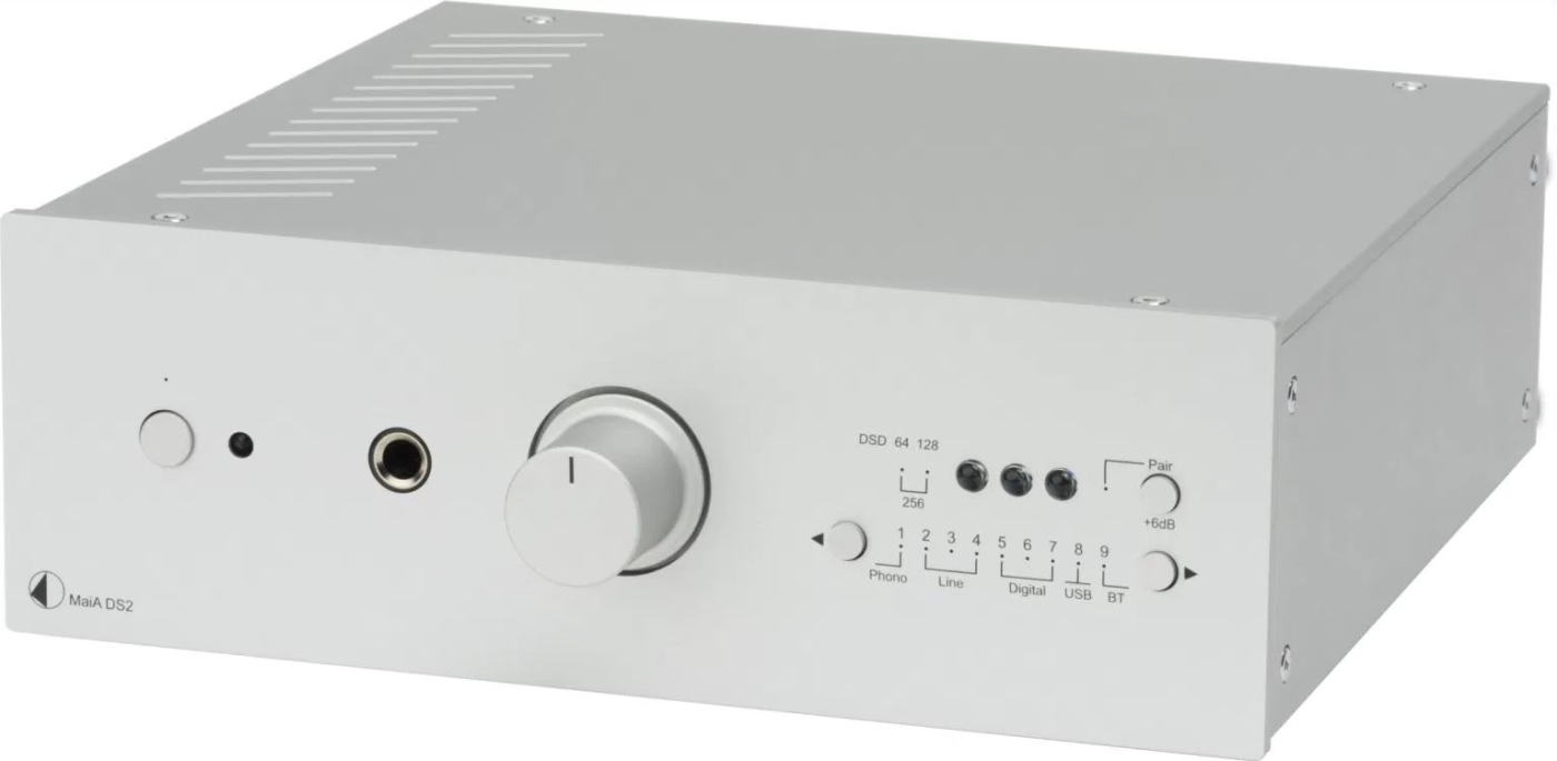 Pro-Ject MaiA DS2 Silber - Stereo-Vollverstrker mit USB- BT- Phono- 135 Watt